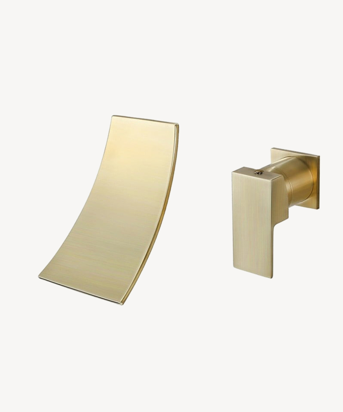 Wall-Mounted Waterfall Basin Mixer, Brushed Gold