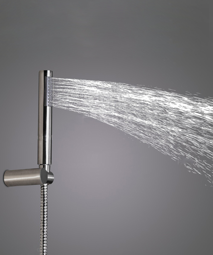 Brushed Nickel Concealed Thermostatic Shower with 200 mm Ceiling Rain Head, Hand Shower with Wall Bracket
