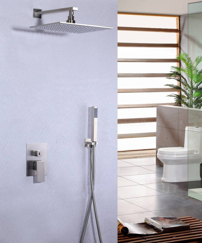 Concealed Shower Column in Brushed Nickel Stainless Steel with LED