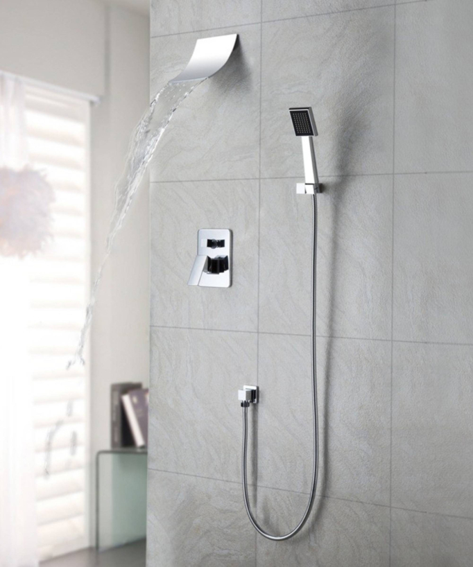 Concealed Waterfall Shower Pack with Hand Shower - Chrome Finish