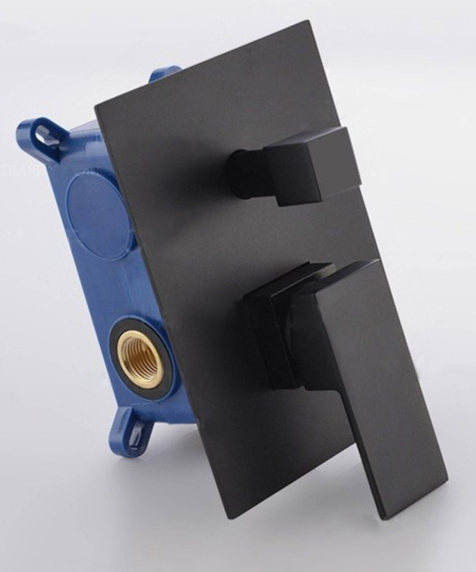 Black Concealed Shower Column - Waterfall Function and Mechanical Taps