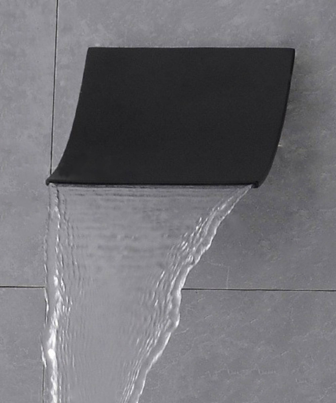Black Concealed Shower Column - Waterfall Function and Mechanical Taps