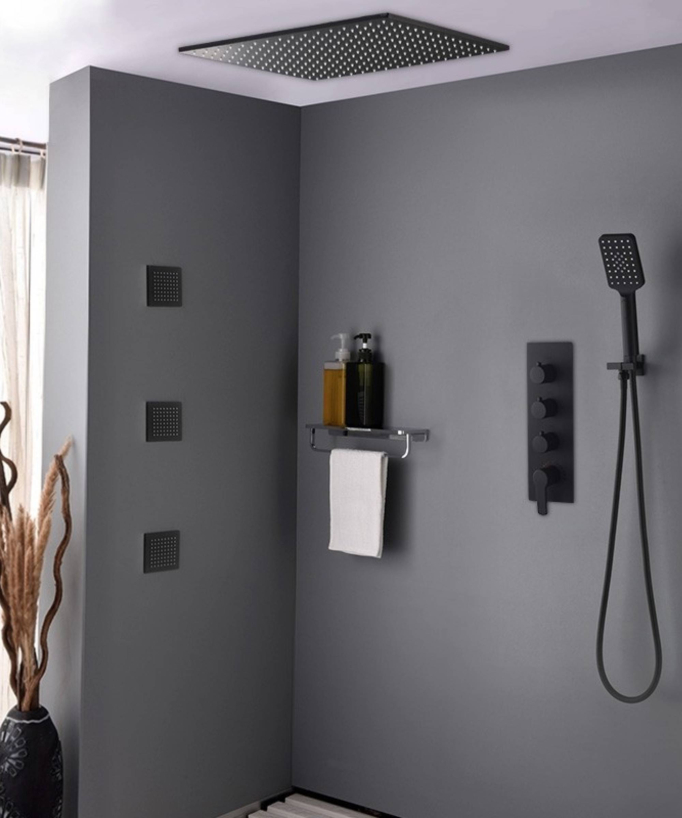 500 mm Ceiling-Concealed Shower Sky - Black