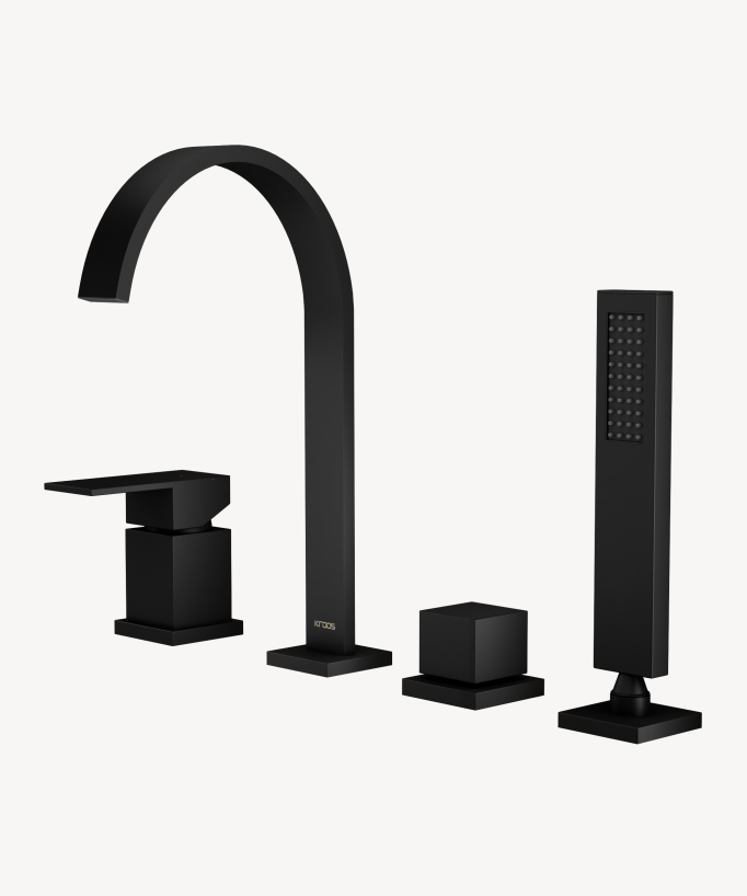 Classic Deck-Mounted Bath Tap with 4-Hole Hand Shower