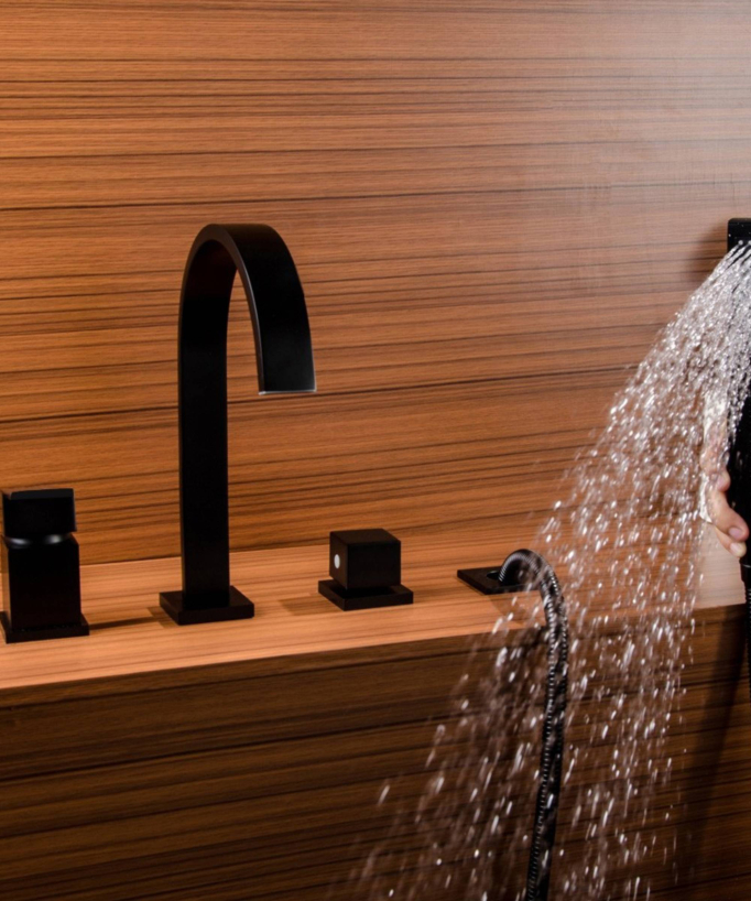 Deck mounted bath-shower mixer tap black - Sirius