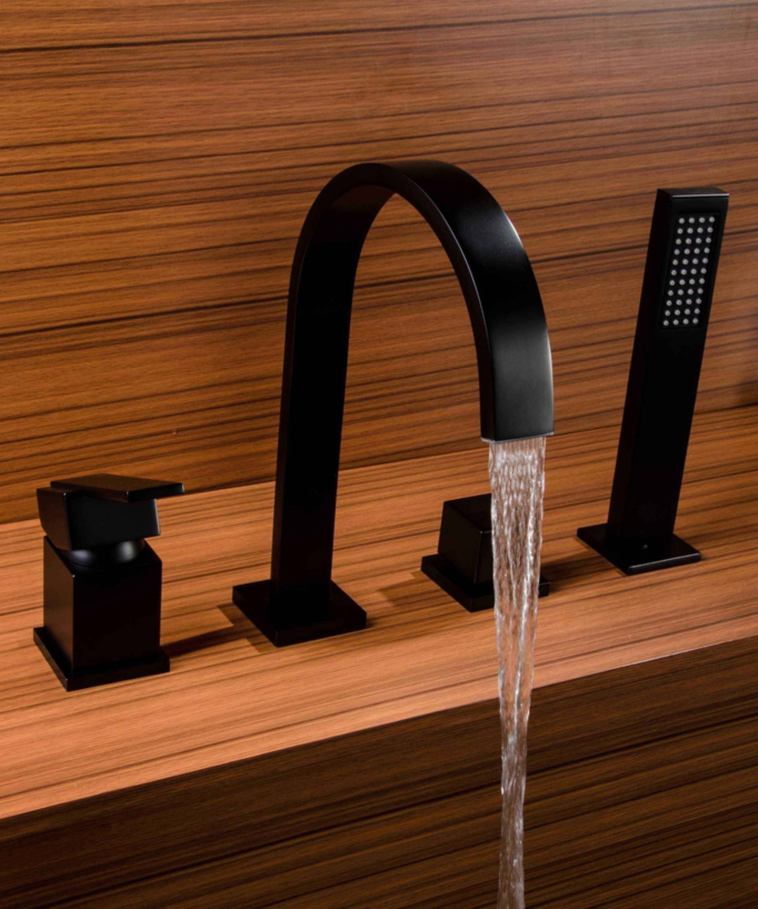 Classic Deck-Mounted Bath Tap with 4-Hole Hand Shower