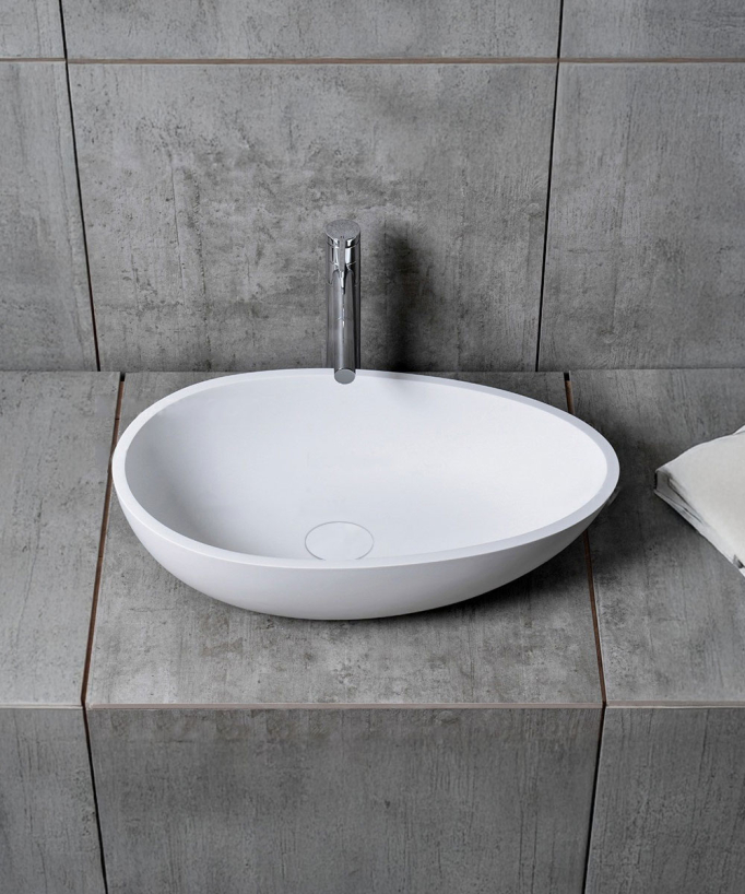 Modern Oval Countertop Basin - White