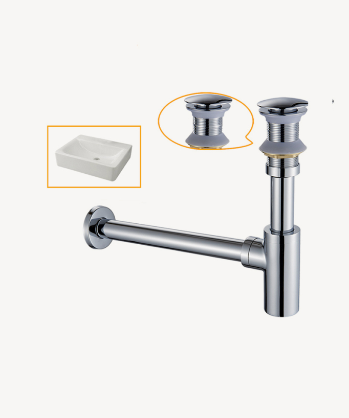 Cylindrical Basin Trap with Unslotted Waste - Chrome Brass