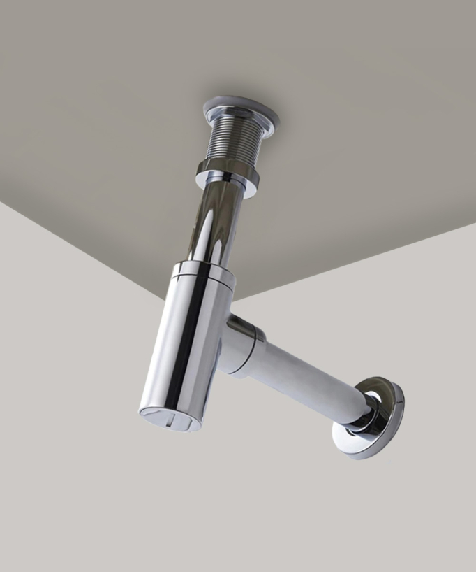 Cylindrical Basin Trap with Overflow Waste - Chrome Brass