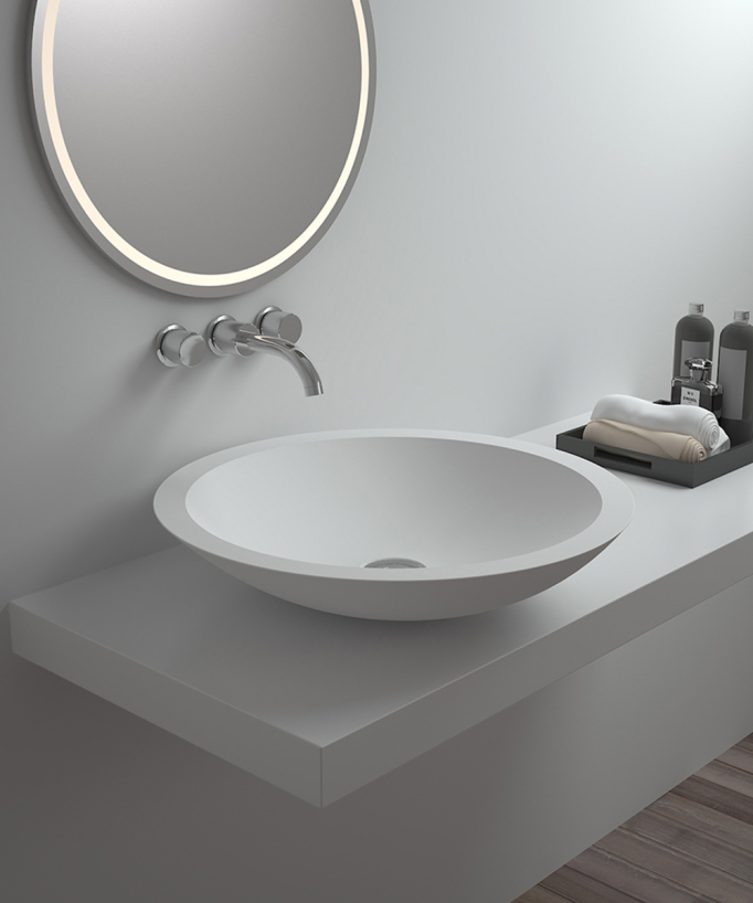 Mossendjo Round Countertop Basin - Matte White - 51 x 10.5 cm