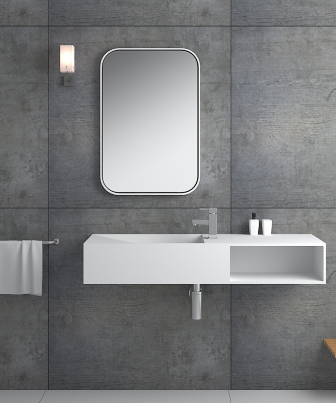 Lualaba Wall-Hung Basin with Storage - Matte White
