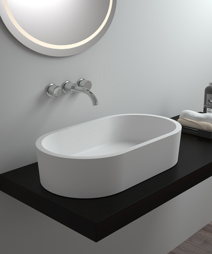 Dongou Oval Countertop Basin - Matte White