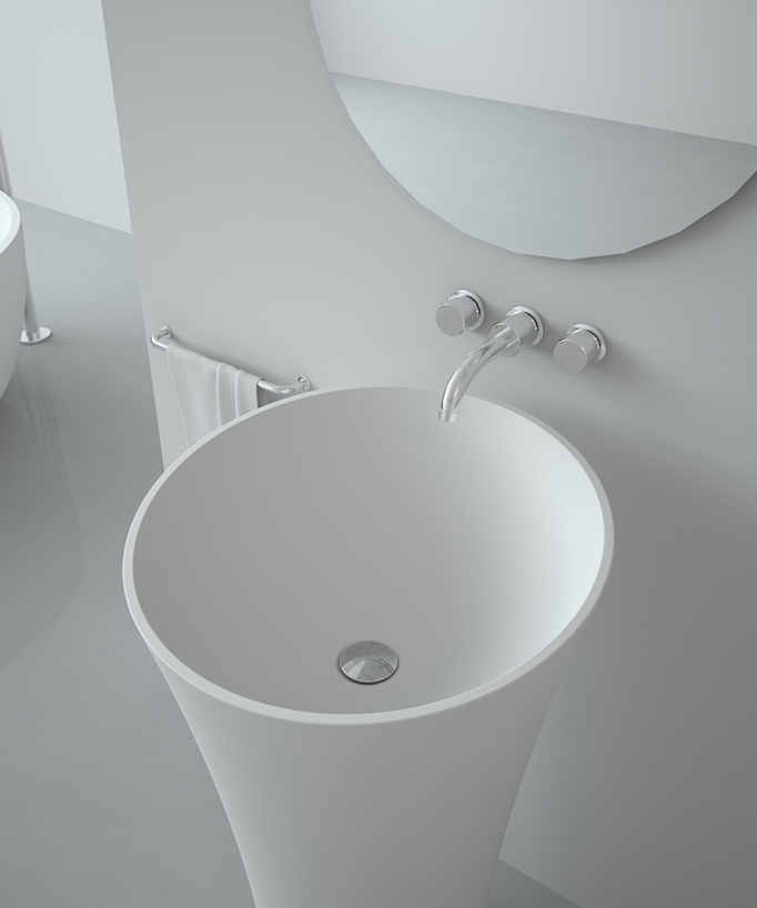 Oyo Freestanding Round Pedestal Basin - Matte White