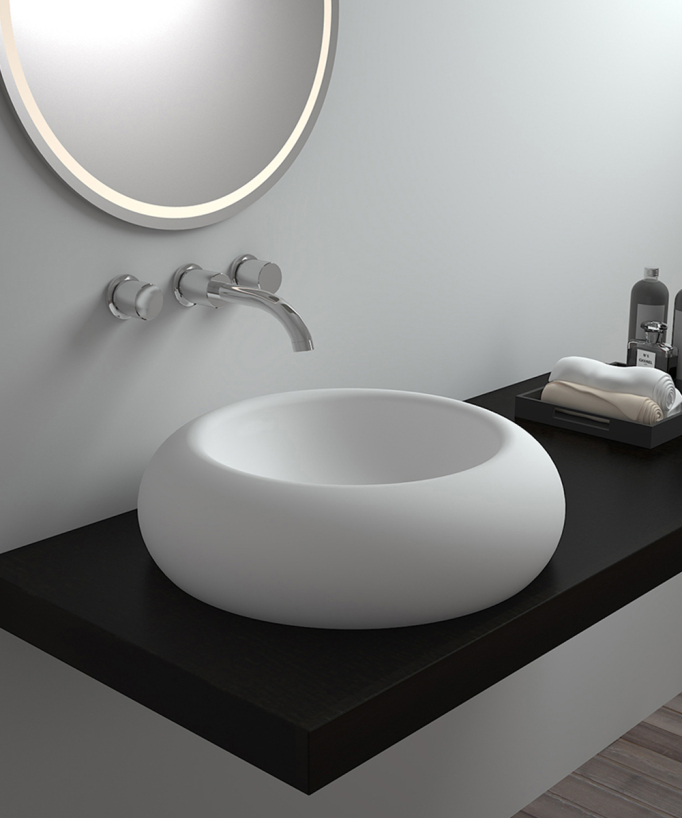 Sibiti Round Countertop Basin - Matte White - Ø46 cm