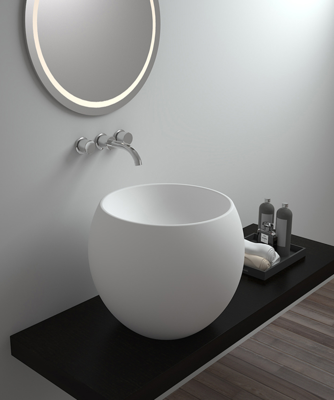 Bukavu Round Countertop Basin - Matte White