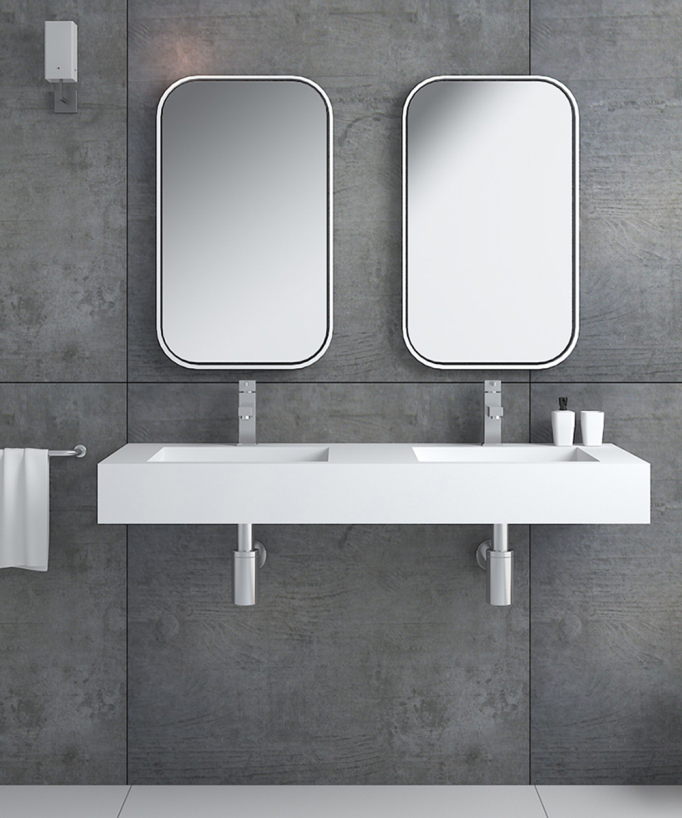 Maniema Wall-Hung Double Basin - Matte White