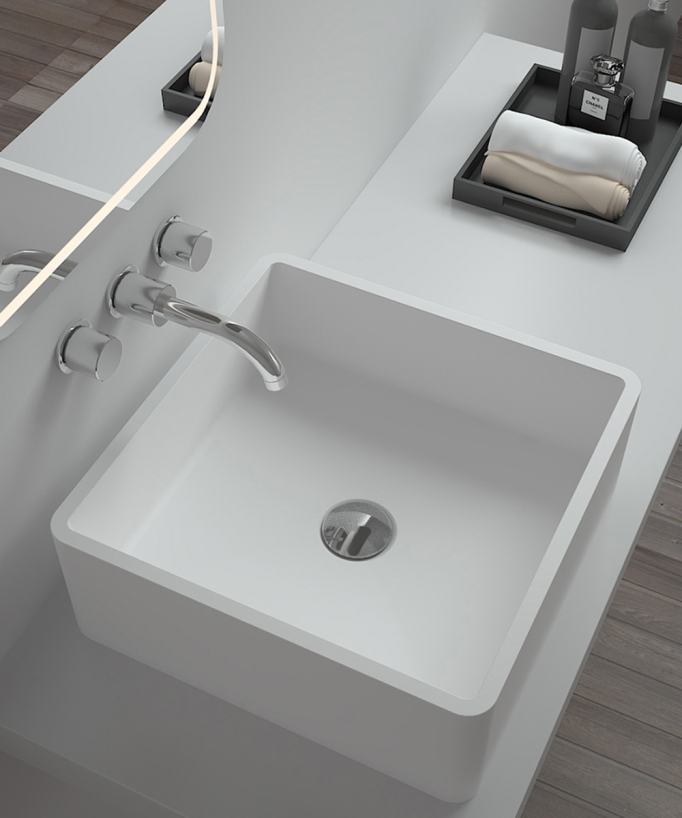 Kouilou Square Countertop Basin - Matte White