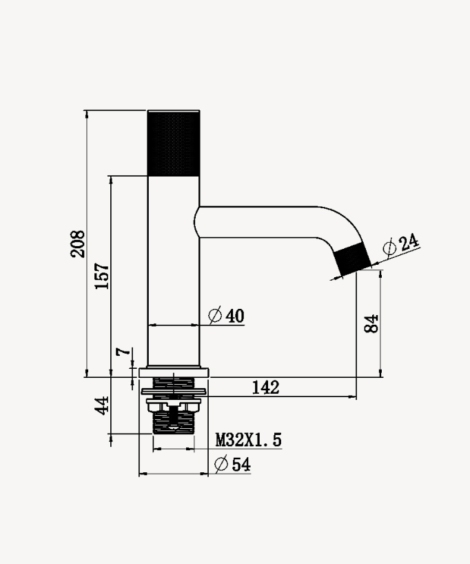 Designer Basin Mixer Tap (Fixed Flow), Brushed Gold - Leros