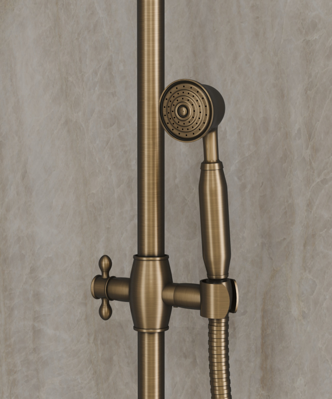 Antique Brass Shower Column with 20 cm Shower Head - Rome