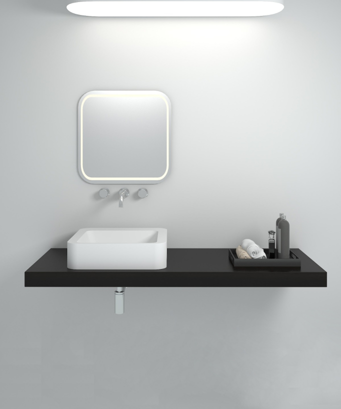 Luna Square Countertop Basin - Matte White