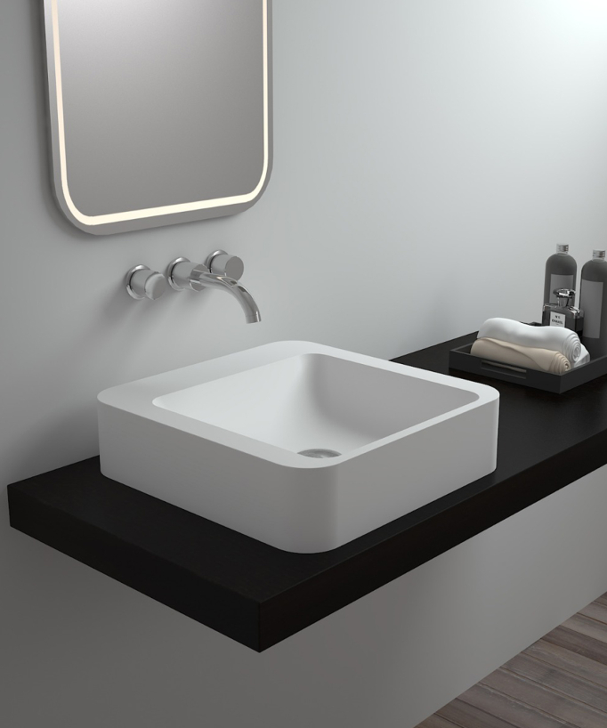 Luna Square Countertop Basin - Matte White
