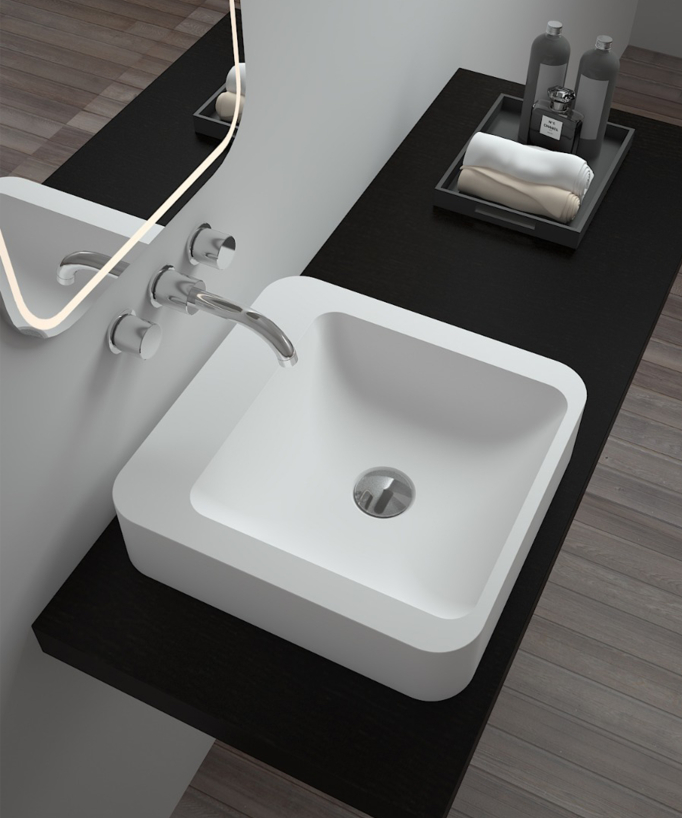Luna Square Countertop Basin - Matte White