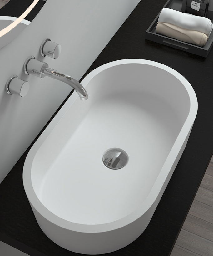 Dongou Oval Countertop Basin - Matte White