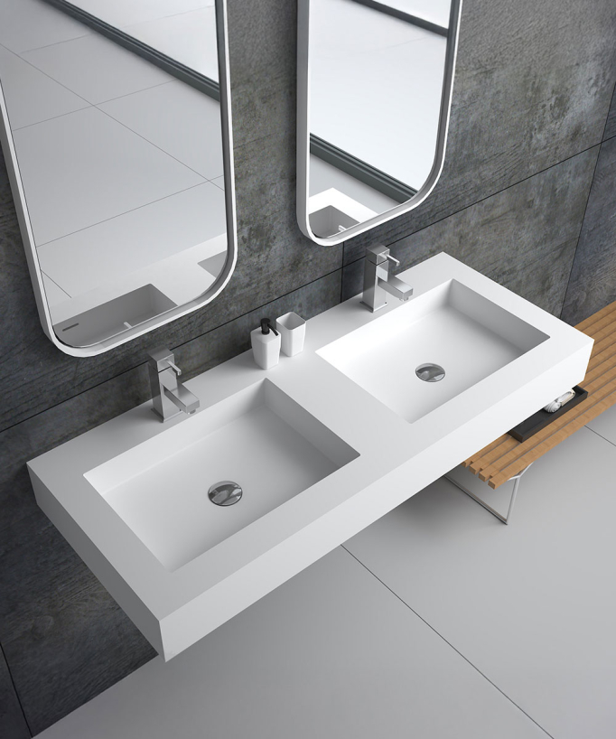 Lodja Wall-Hung Double Basin - Matte White