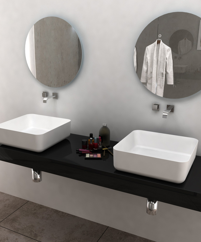 Bunia Square Countertop Basin - Matte White