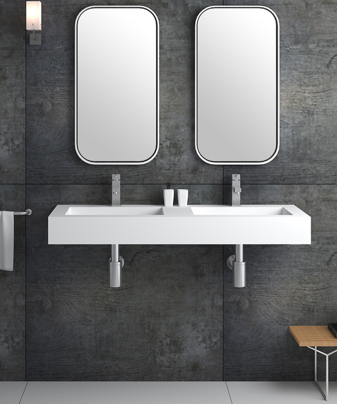 Lodja Wall-Hung Double Basin - Matte White