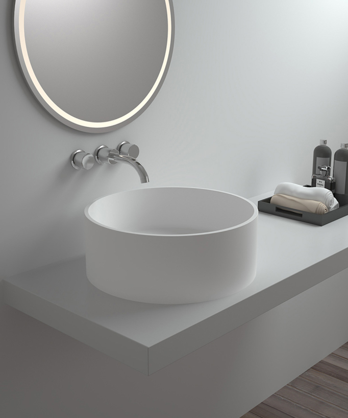 Makoua Round Countertop Basin - Matte White