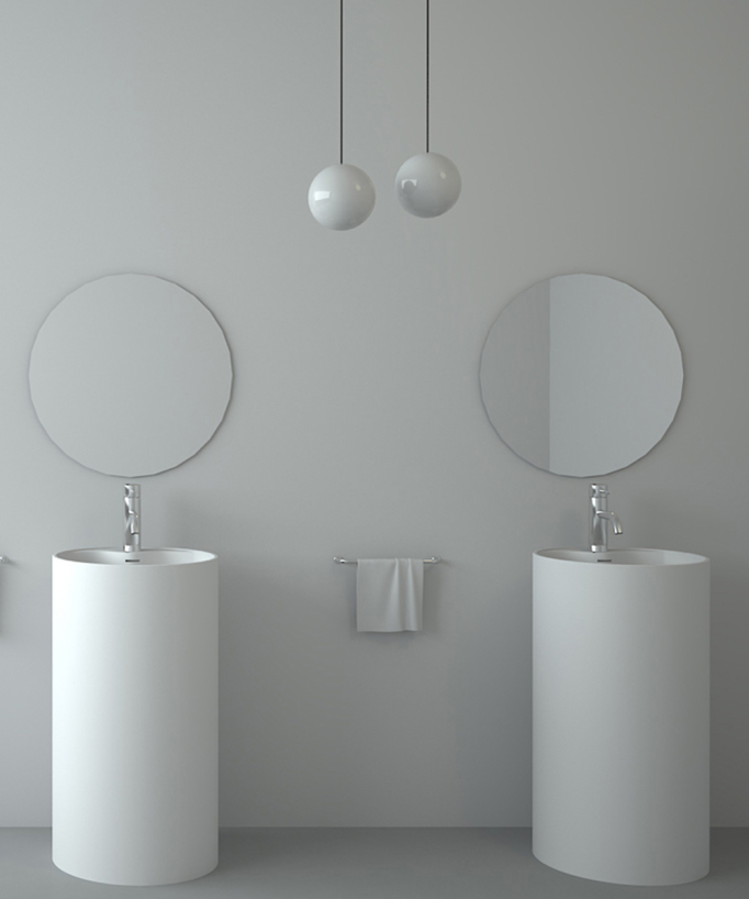 Lusambo Freestanding Round Pedestal Basin - Matte White