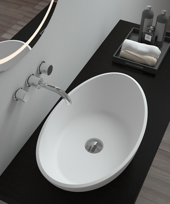 Loandjili Oval Countertop Basin - Matte White