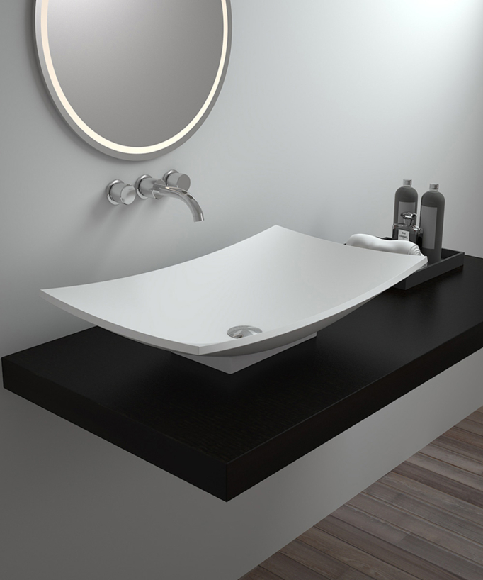 Kamina Rectangular Countertop Basin - Matte White