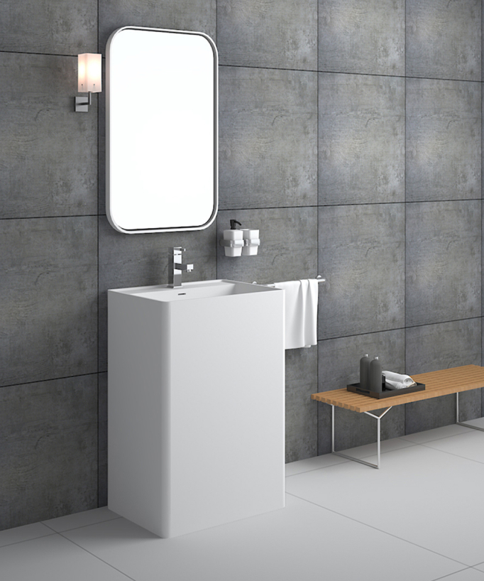 Diosso Rectangular Freestanding Basin - Matte White