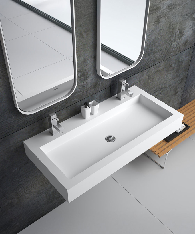 Buta Wall-Hung Double Basin - Matte White