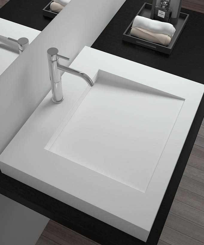 Likouala Rectangular Countertop Basin - Matte White