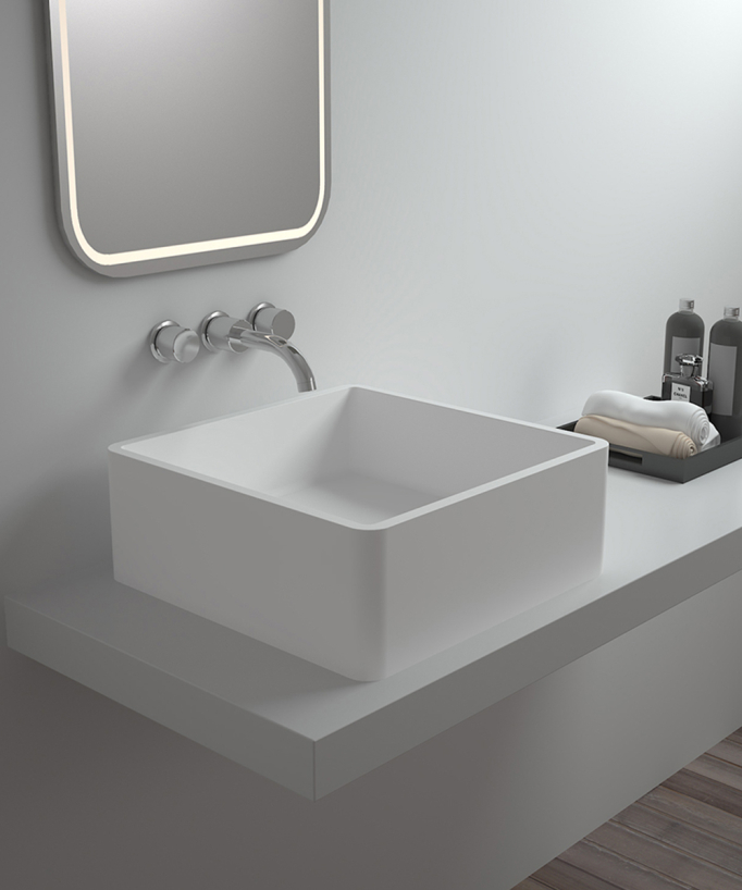 Kouilou Square Countertop Basin - Matte White