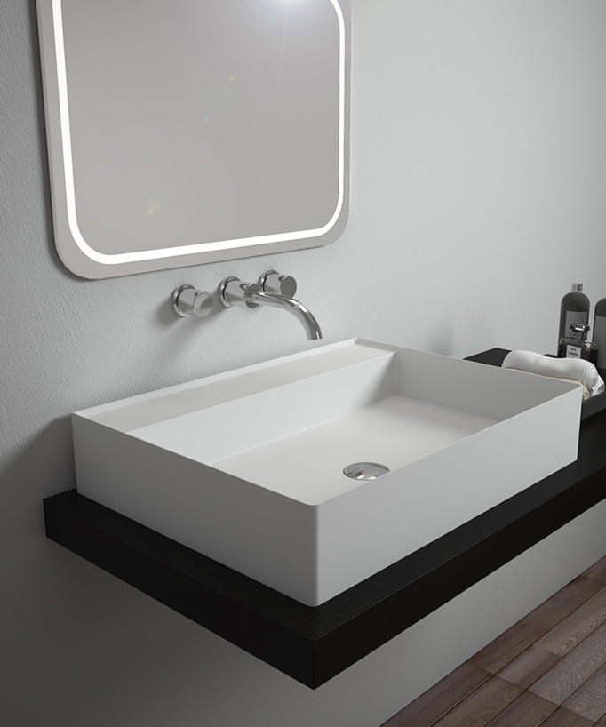 Baraka Rectangular Solid Surface Countertop Basin