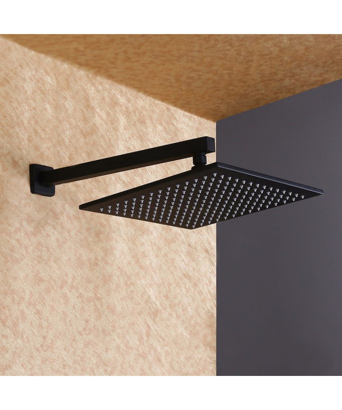 Concealed Rain Shower with Solid Brass Hand Shower - Black