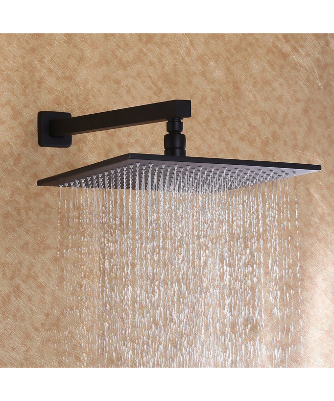 Concealed Rain Shower with Solid Brass Hand Shower - Black