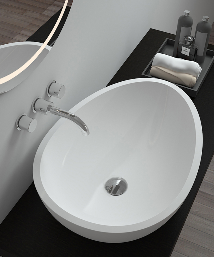 Nkayi Oval Countertop Basin - Matte White
