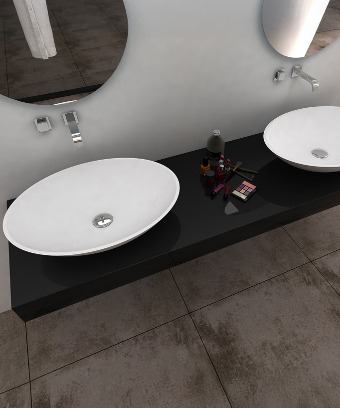 Kabinda Oval Countertop Basin - Matte White
