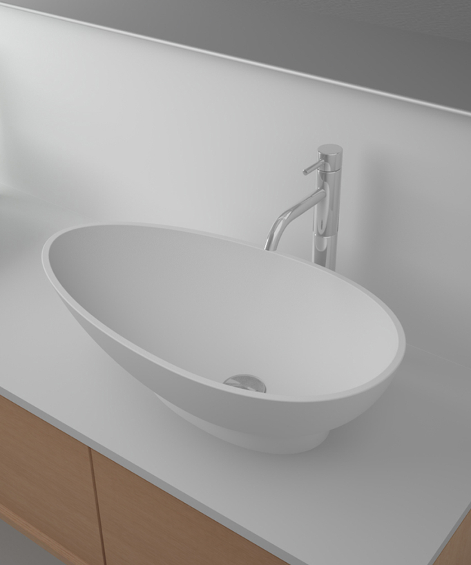 Kananga Oval Countertop Basin - Matte White