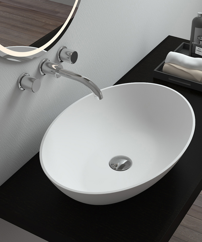 Dolisie Oval Countertop Basin - Matte White