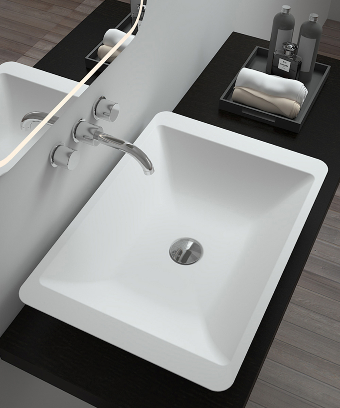 Niari Rectangular Countertop Basin - Matte White