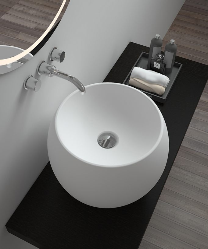 Bukavu Round Countertop Basin - Matte White