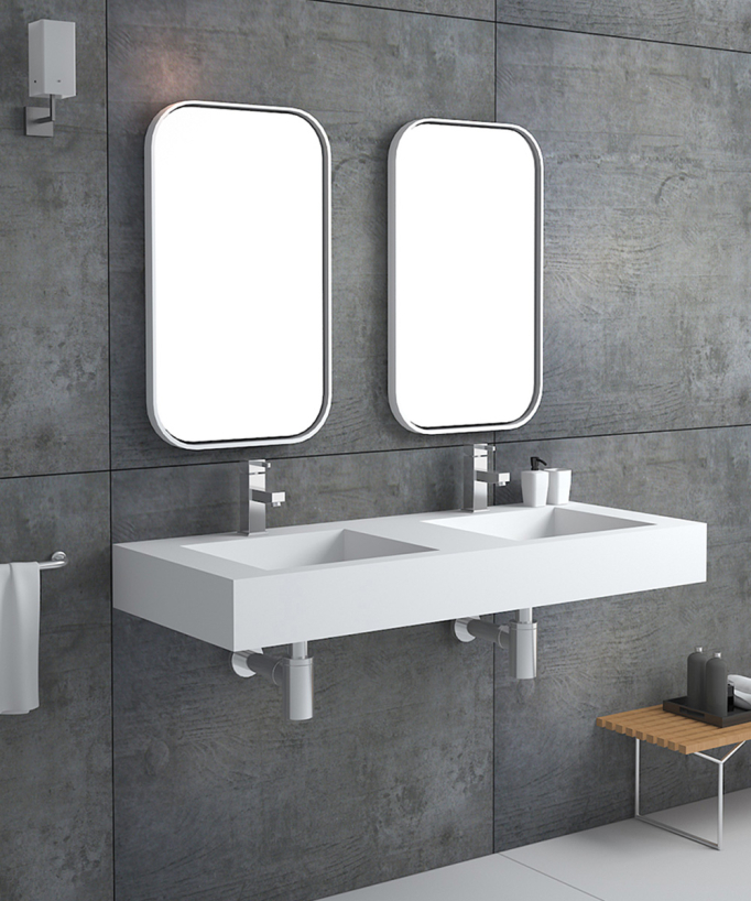 Maniema Wall-Hung Double Basin - Matte White