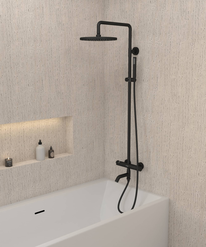 Thermostatic Bath Shower Column with Anti-Scald Safety - Corbeau