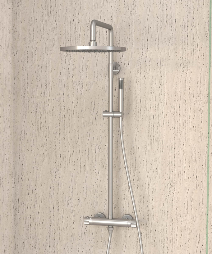 Thermostatic Shower Column, Rain Head and Adjustable Hand Shower Bracket - Corbeau